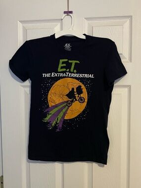 E.T. T-Shirt Men's Size S Blue The Extra-Terrestrial Graphic Logo Short Sleeve